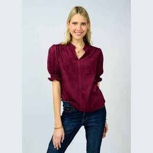 NEW IVY JANE suede top in wine
